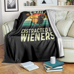 Easily Distracted By Wieners Throw Blanket Funny Dachshund Dog In A Hot Dog Costume TS12 Print Your Wear