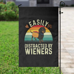 Easily Distracted By Wieners Garden Flag Funny Dachshund Dog In A Hot Dog Costume TS12 Print Your Wear