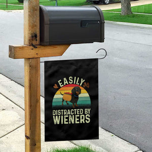 Easily Distracted By Wieners Garden Flag Funny Dachshund Dog In A Hot Dog Costume TS12 Print Your Wear
