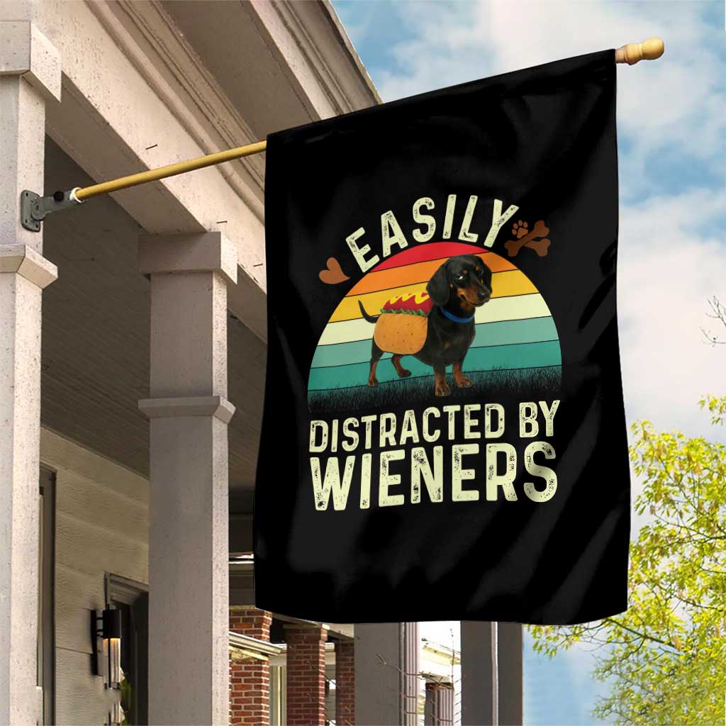Easily Distracted By Wieners Garden Flag Funny Dachshund Dog In A Hot Dog Costume TS12 Print Your Wear