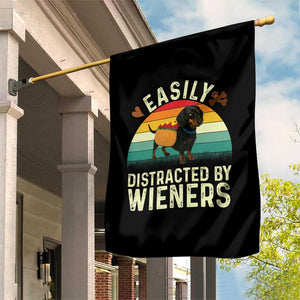 Easily Distracted By Wieners Garden Flag Funny Dachshund Dog In A Hot Dog Costume TS12 Print Your Wear