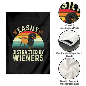 Easily Distracted By Wieners Garden Flag Funny Dachshund Dog In A Hot Dog Costume TS12 Print Your Wear