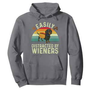 Easily Distracted By Wieners Hoodie Funny Dachshund Dog In A Hot Dog Costume TS12 Charcoal Print Your Wear