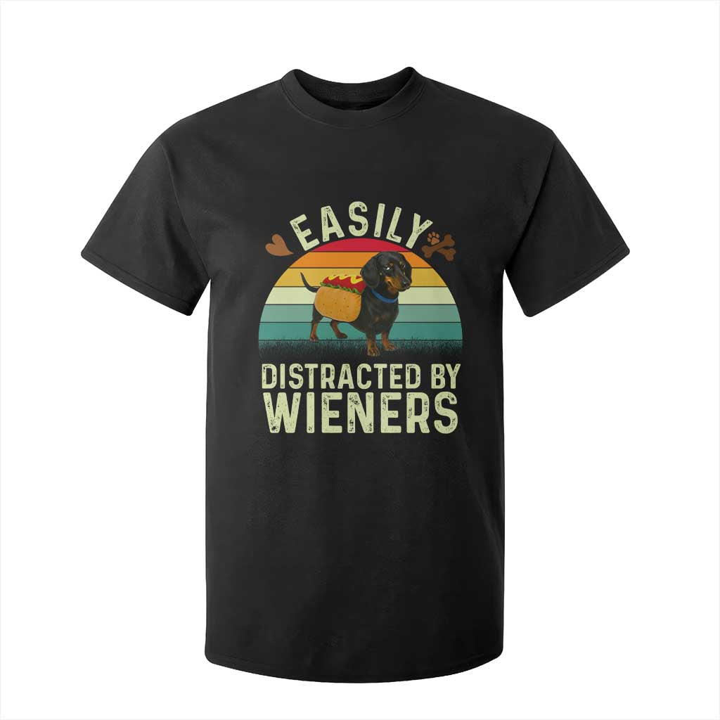 Easily Distracted By Wieners T Shirt For Kid Funny Dachshund Dog In A Hot Dog Costume TS12 Black Print Your Wear