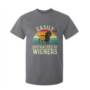 Easily Distracted By Wieners T Shirt For Kid Funny Dachshund Dog In A Hot Dog Costume TS12 Charcoal Print Your Wear