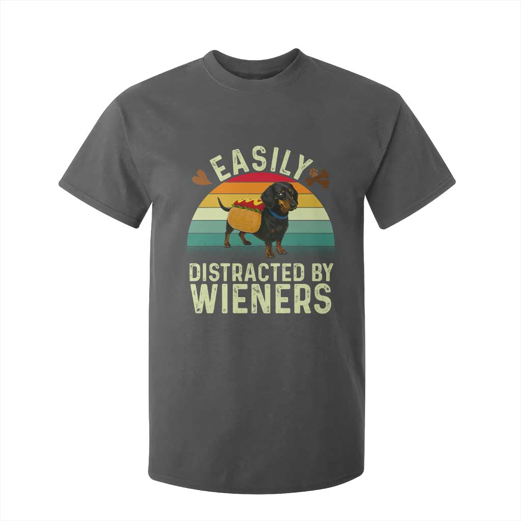 Easily Distracted By Wieners T Shirt For Kid Funny Dachshund Dog In A Hot Dog Costume TS12 Dark Heather Print Your Wear