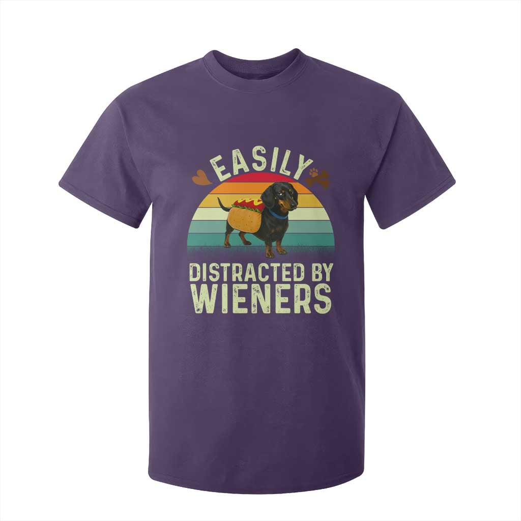 Easily Distracted By Wieners T Shirt For Kid Funny Dachshund Dog In A Hot Dog Costume TS12 Purple Print Your Wear