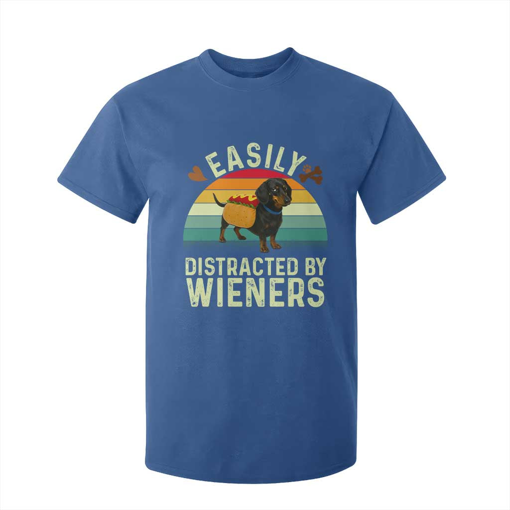 Easily Distracted By Wieners T Shirt For Kid Funny Dachshund Dog In A Hot Dog Costume TS12 Royal Blue Print Your Wear
