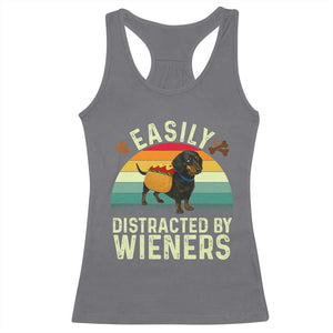 Easily Distracted By Wieners Racerback Tank Top Funny Dachshund Dog In A Hot Dog Costume TS12 Charcoal Print Your Wear