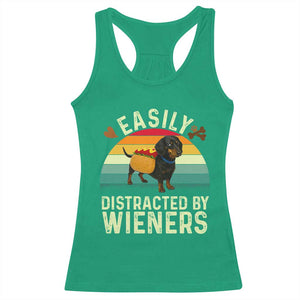 Easily Distracted By Wieners Racerback Tank Top Funny Dachshund Dog In A Hot Dog Costume TS12 Irish Green Print Your Wear