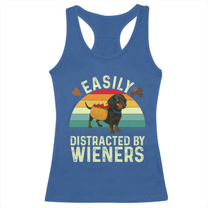 Easily Distracted By Wieners Racerback Tank Top Funny Dachshund Dog In A Hot Dog Costume TS12 Royal Blue Print Your Wear