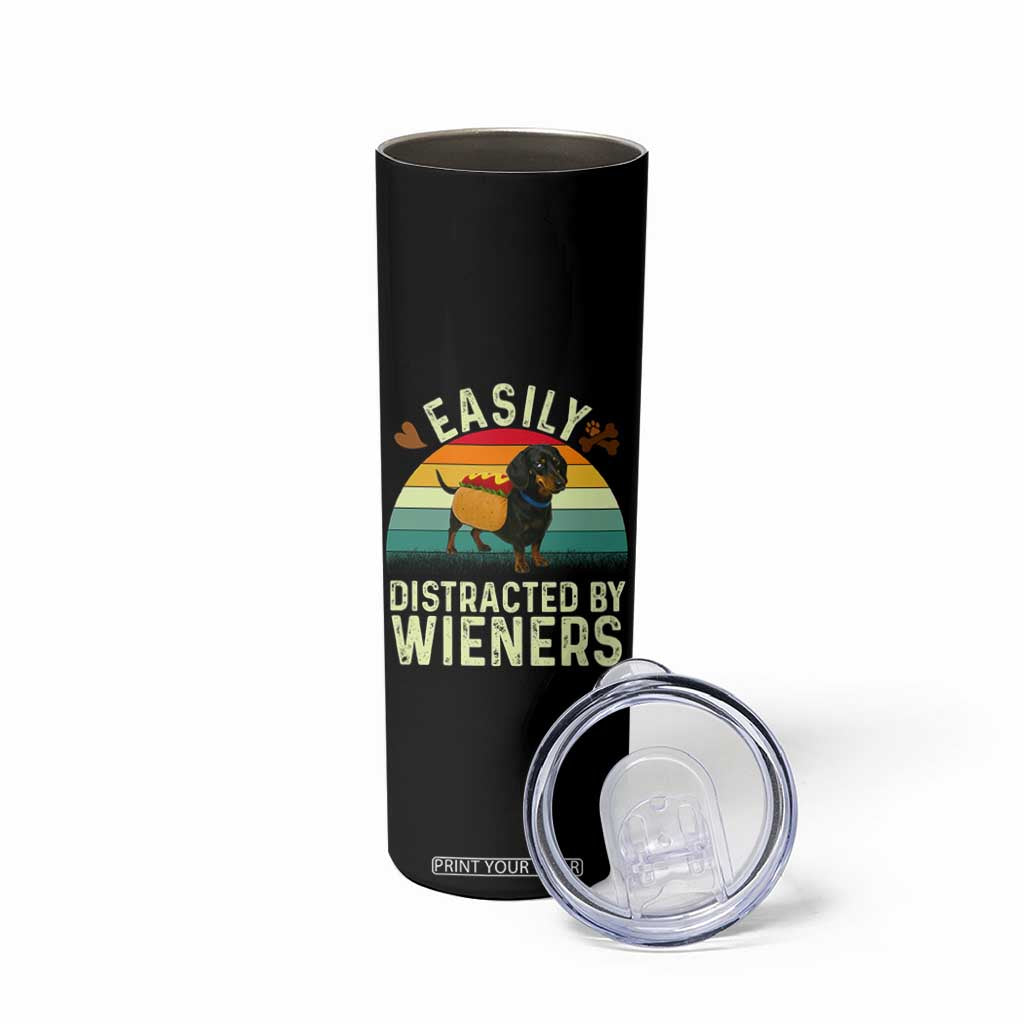 Easily Distracted By Wieners Skinny Tumbler Funny Dachshund Dog In A Hot Dog Costume TS12 Print Your Wear