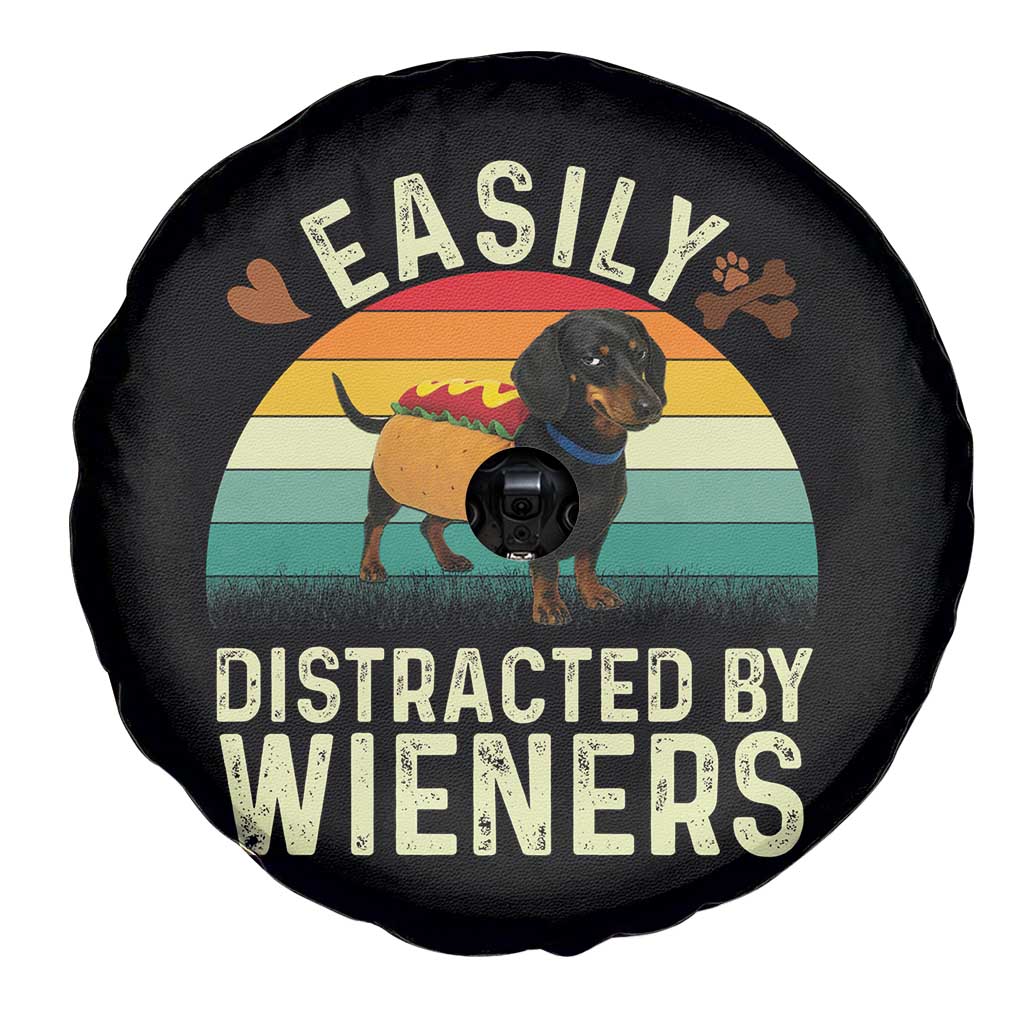 Easily Distracted By Wieners Spare Tire Cover Funny Dachshund Dog In A Hot Dog Costume TS12 Print Your Wear