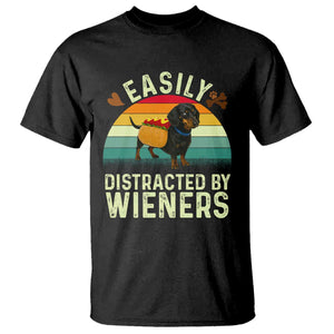 Easily Distracted By Wieners T Shirt Funny Dachshund Dog In A Hot Dog Costume TS12 Black Print Your Wear