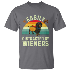 Easily Distracted By Wieners T Shirt Funny Dachshund Dog In A Hot Dog Costume TS12 Charcoal Print Your Wear
