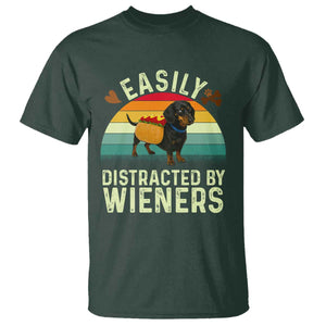 Easily Distracted By Wieners T Shirt Funny Dachshund Dog In A Hot Dog Costume TS12 Dark Forest Green Print Your Wear