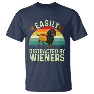 Easily Distracted By Wieners T Shirt Funny Dachshund Dog In A Hot Dog Costume TS12 Navy Print Your Wear