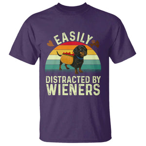 Easily Distracted By Wieners T Shirt Funny Dachshund Dog In A Hot Dog Costume TS12 Purple Print Your Wear