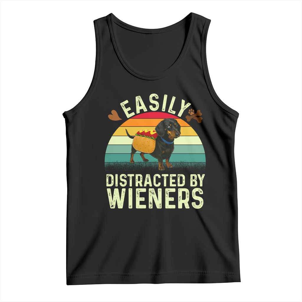 Easily Distracted By Wieners Tank Top Funny Dachshund Dog In A Hot Dog Costume TS12 Black Print Your Wear