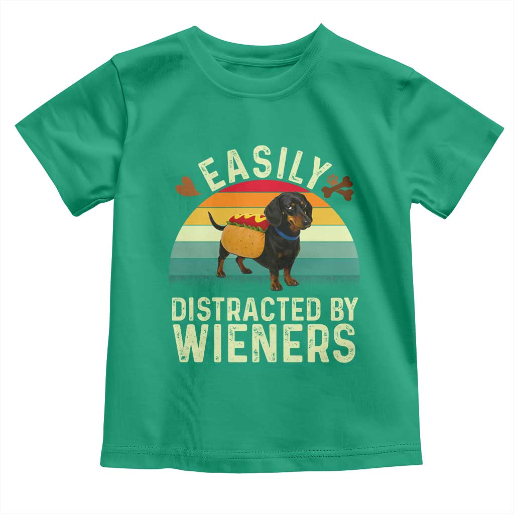 Easily Distracted By Wieners Toddler T Shirt Funny Dachshund Dog In A Hot Dog Costume TS12 Irish Green Print Your Wear