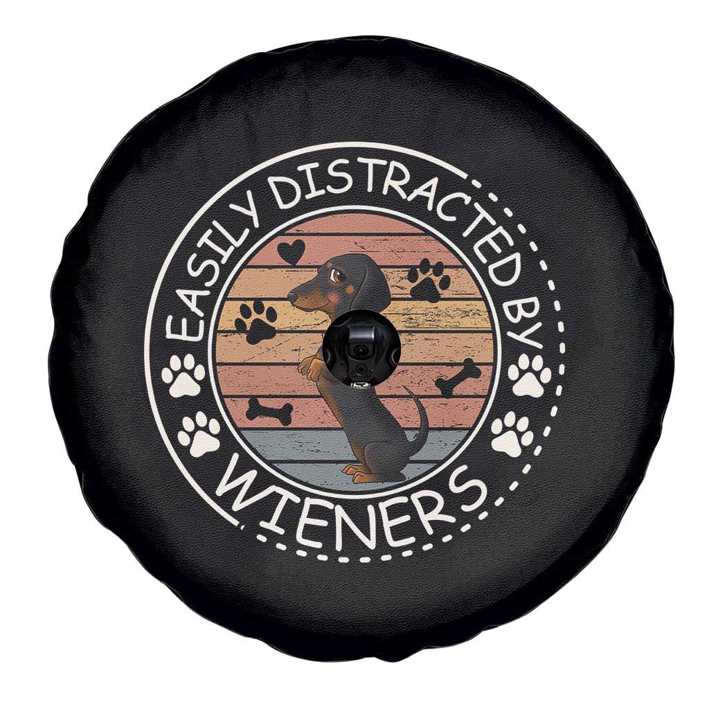Easily Distracted By Wieners Spare Tire Cover Dachshund Dog Lover Retro Sunset TS12 Print Your Wear
