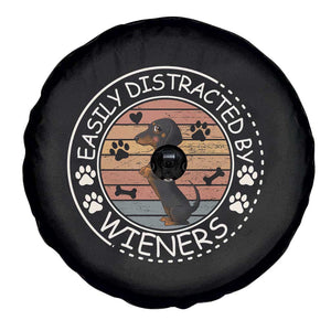 Easily Distracted By Wieners Spare Tire Cover Dachshund Dog Lover Retro Sunset TS12 Print Your Wear