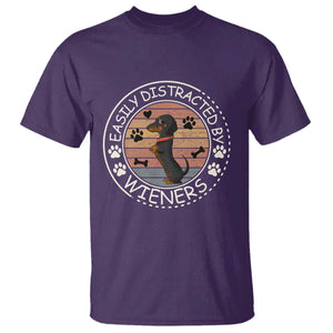 Easily Distracted By Wieners T Shirt Dachshund Dog Lover Retro Sunset TS12 Purple Print Your Wear