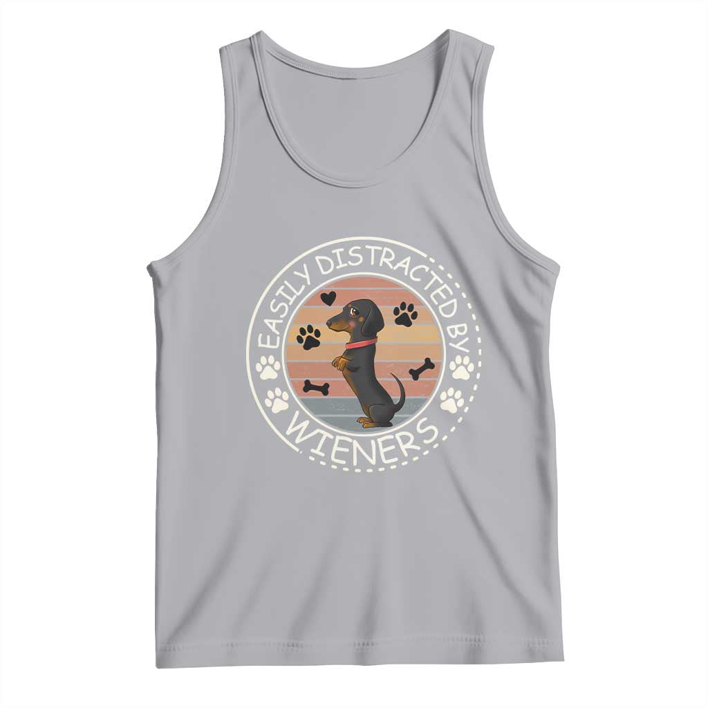 Easily Distracted By Wieners Tank Top Dachshund Dog Lover Retro Sunset TS12 Athletic Heather Print Your Wear