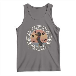 Easily Distracted By Wieners Tank Top Dachshund Dog Lover Retro Sunset TS12 Deep Heather Print Your Wear