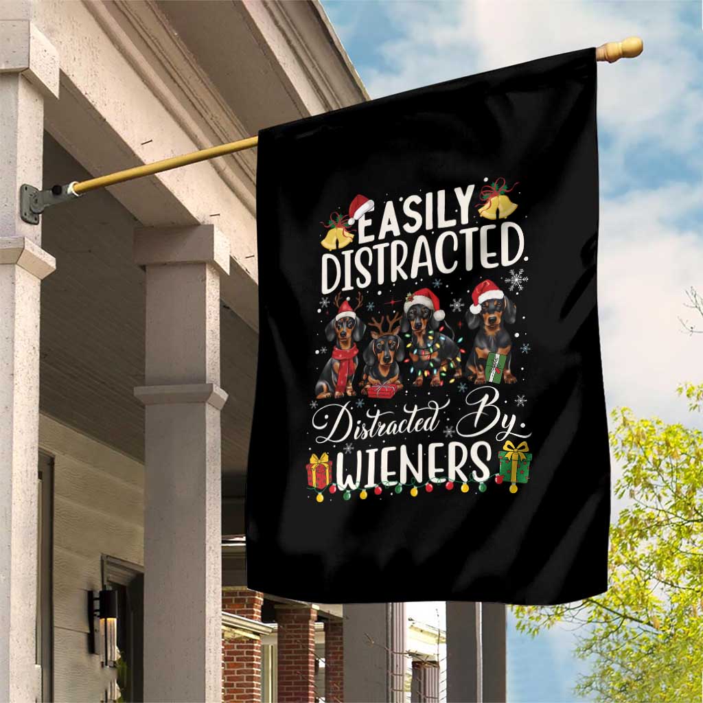 Christmas Dachshund Garden Flag Funny Easily Distracted By Wieners TS12 Print Your Wear