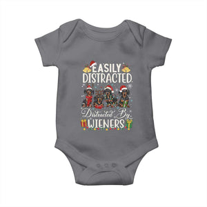 Christmas Dachshund Baby Onesie Funny Easily Distracted By Wieners TS12 Charcoal Print Your Wear