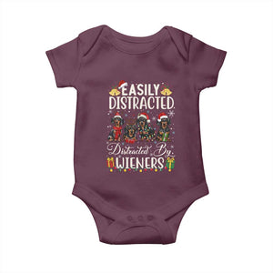 Christmas Dachshund Baby Onesie Funny Easily Distracted By Wieners TS12 Maroon Print Your Wear