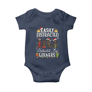 Christmas Dachshund Baby Onesie Funny Easily Distracted By Wieners TS12 Navy Print Your Wear