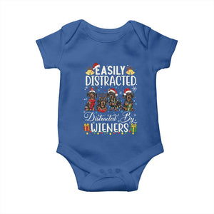 Christmas Dachshund Baby Onesie Funny Easily Distracted By Wieners TS12 Royal Blue Print Your Wear