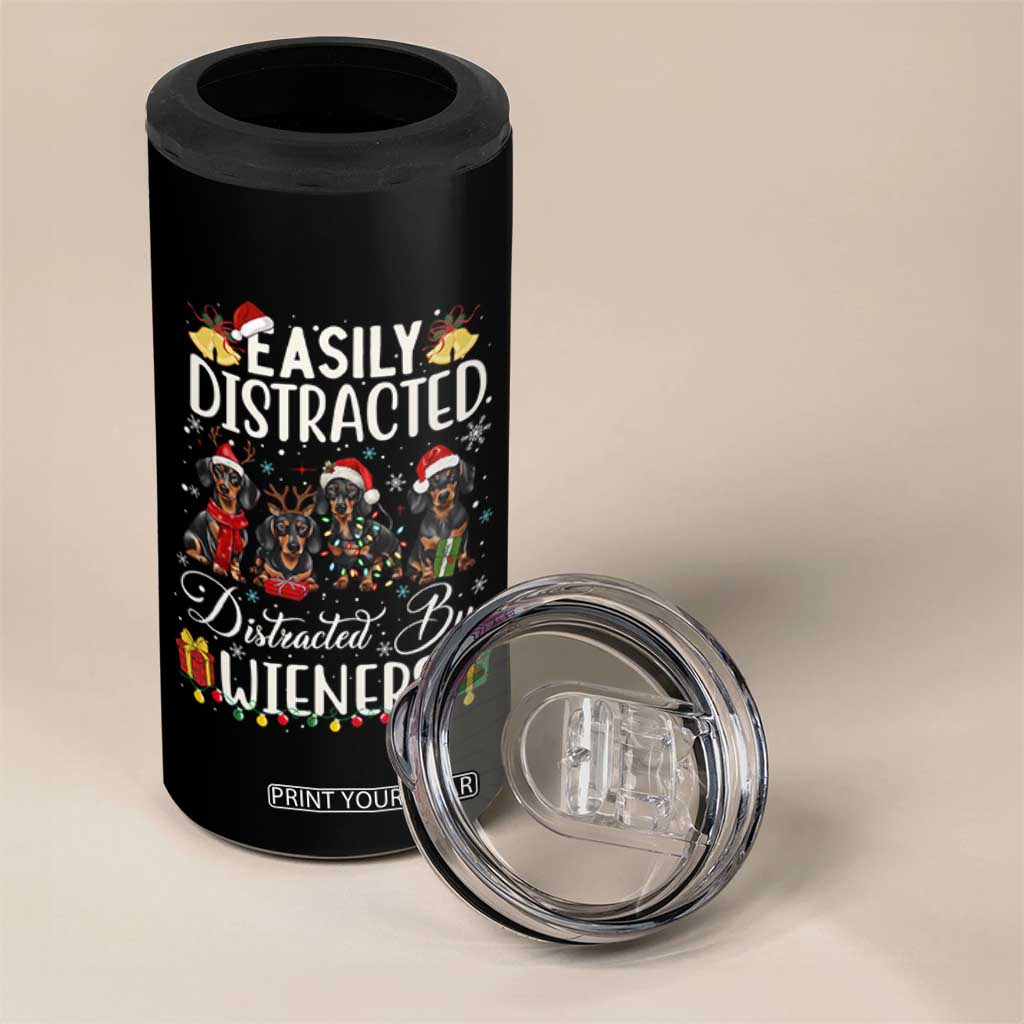 Christmas Dachshund 4 in 1 Can Cooler Tumbler Funny Easily Distracted By Wieners TS12 Print Your Wear