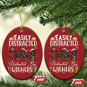 Xmas Dachshund Christmas Ornament Funny Easily Distracted By Wieners - Print Your Wear