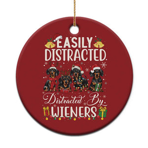 Xmas Dachshund Christmas Ornament Funny Easily Distracted By Wieners - Print Your Wear