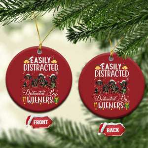 Xmas Dachshund Christmas Ornament Funny Easily Distracted By Wieners TS12 Circle Red Print Your Wear