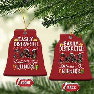 Xmas Dachshund Christmas Ornament Funny Easily Distracted By Wieners TS12 Bell Flake Red Print Your Wear