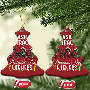 Xmas Dachshund Christmas Ornament Funny Easily Distracted By Wieners - Print Your Wear