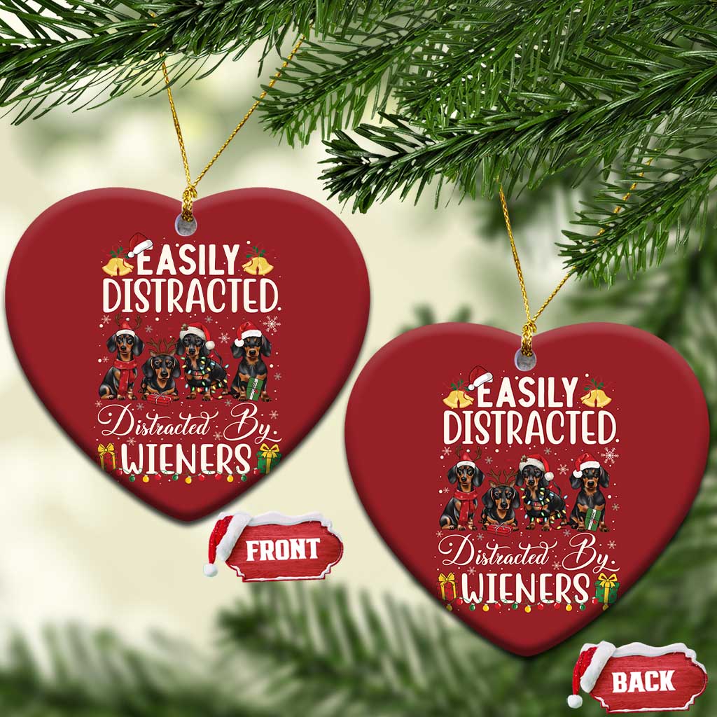Xmas Dachshund Christmas Ornament Funny Easily Distracted By Wieners TS12 Heart Red Print Your Wear
