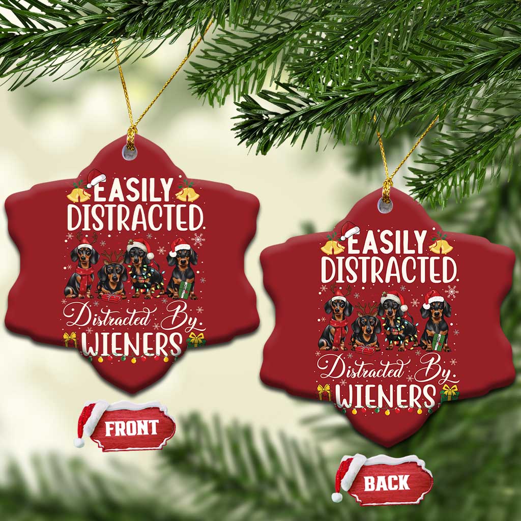 Xmas Dachshund Christmas Ornament Funny Easily Distracted By Wieners TS12 Snow Flake Red Print Your Wear