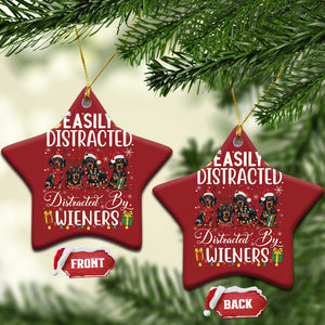 Xmas Dachshund Christmas Ornament Funny Easily Distracted By Wieners - Print Your Wear