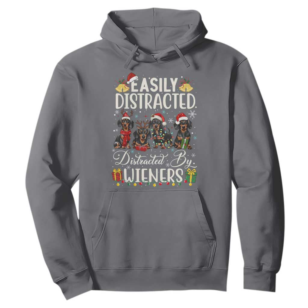 Christmas Dachshund Hoodie Funny Easily Distracted By Wieners TS12 Charcoal Print Your Wear