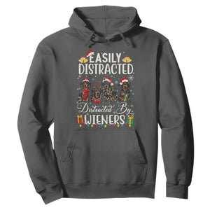 Christmas Dachshund Hoodie Funny Easily Distracted By Wieners TS12 Dark Heather Print Your Wear