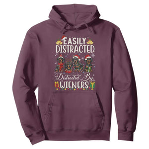 Christmas Dachshund Hoodie Funny Easily Distracted By Wieners TS12 Maroon Print Your Wear