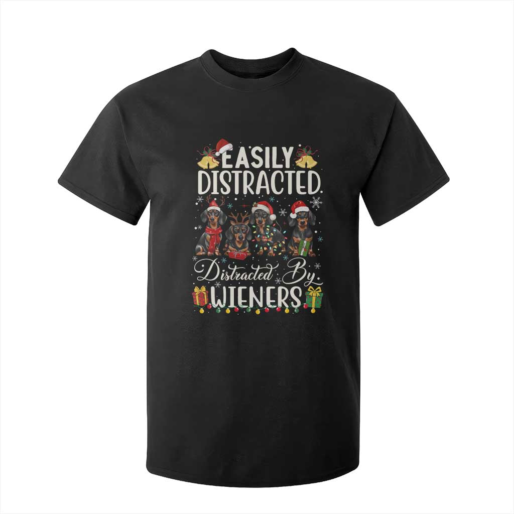 Christmas Dachshund T Shirt For Kid Funny Easily Distracted By Wieners TS12 Black Print Your Wear