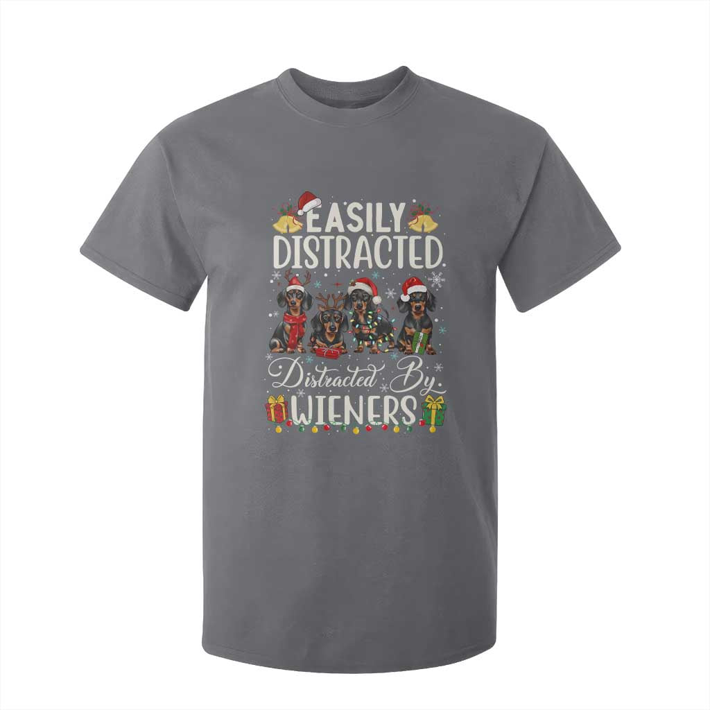 Christmas Dachshund T Shirt For Kid Funny Easily Distracted By Wieners TS12 Charcoal Print Your Wear