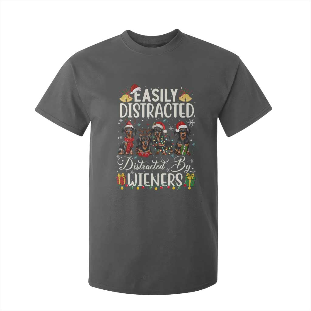 Christmas Dachshund T Shirt For Kid Funny Easily Distracted By Wieners TS12 Dark Heather Print Your Wear