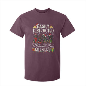 Christmas Dachshund T Shirt For Kid Funny Easily Distracted By Wieners TS12 Maroon Print Your Wear